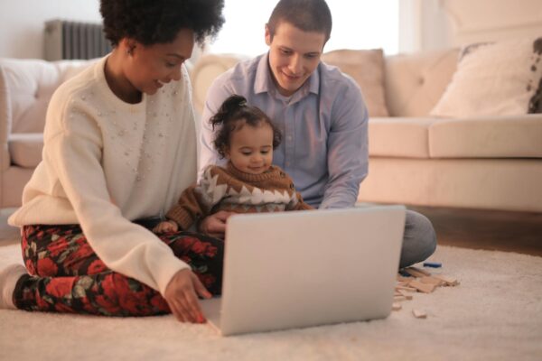 Family using computer